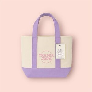 Viral TRADER JOES Mini Pastel Canvas Tote Bag LAVENDER PURPLE